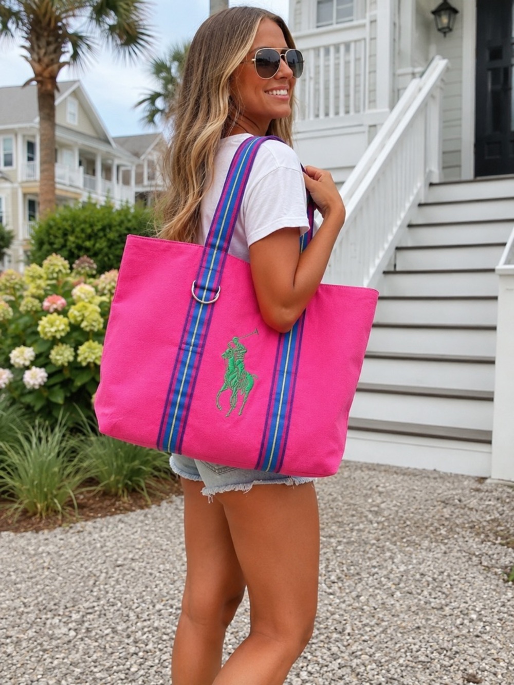 Polo Ralph Lauren Big Pony Pink Canvas Tote Bag